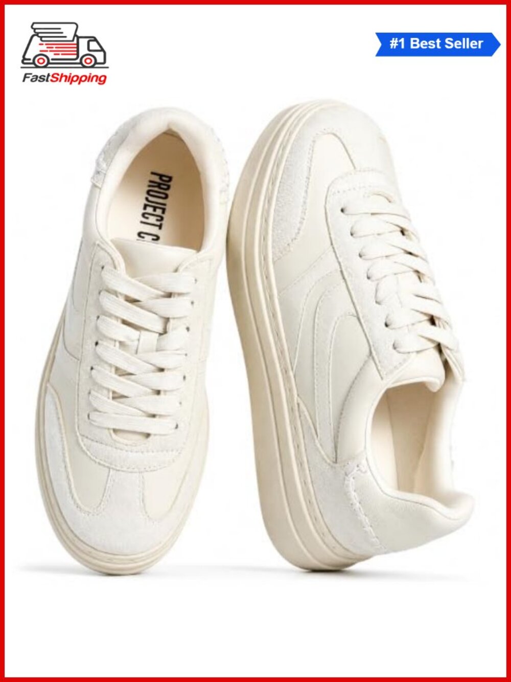 Platform Sneakers Lace-Up Memory Foam Cushioned Walking Shoes